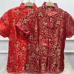 Traditional Red and Gold Women’s Satin Shirt
